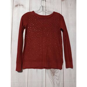 Apt 9 Sweater Ladies Extra Small‎ Red Crew Neck Studded